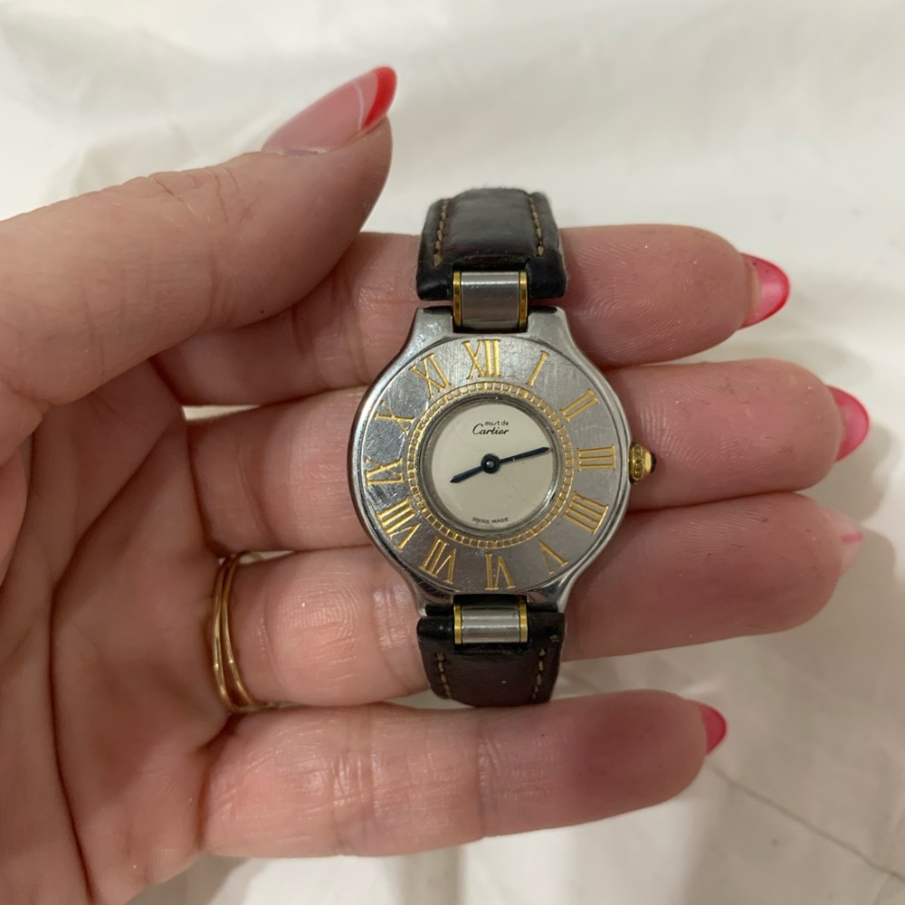 Women's Cartier Must De Cartier 21 Model 1340 Quartz Watch Two-Tone Gold Plate